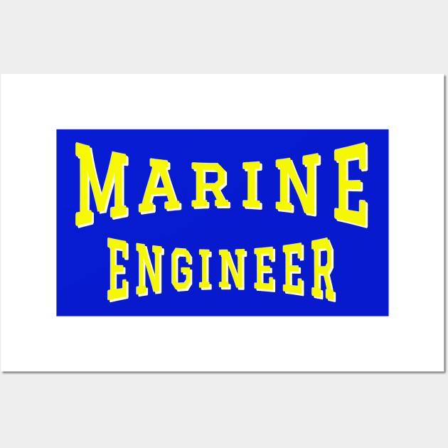 Marine Engineer in Yellow Color Text Wall Art by The Black Panther